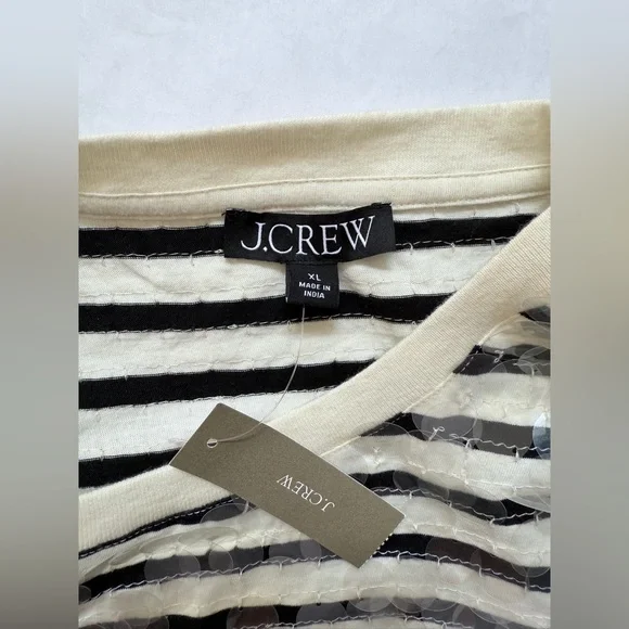NWT XL JCrew Broken-in jersey striped T-shirt with sequins J.crew - Picture 3 of 10